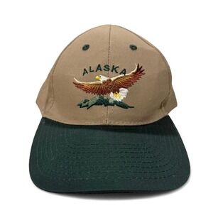 Alaska Shirt Company Bald Eagle Embroidered Snapback Hat Tan Green Mens Baseball